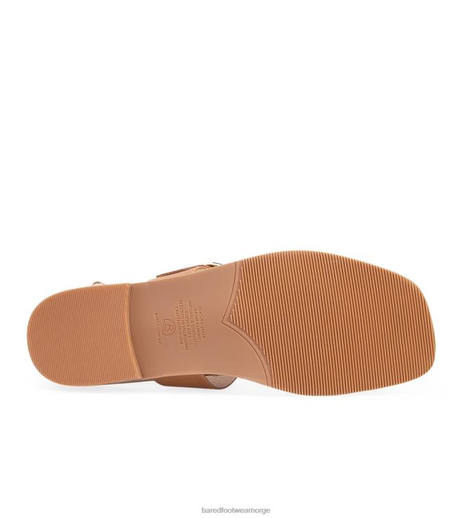 Bared Footwear kvinner meis 2 V20X262 flate sandaler i kastanjeskinn