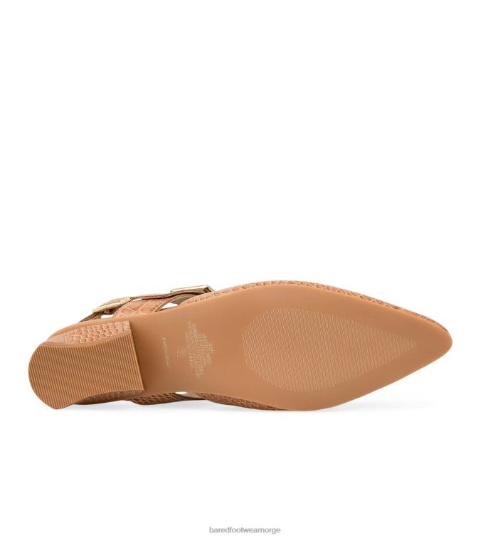 Bared Footwear kvinner rubin V20X259 tan krok preget skinn ballett leiligheter