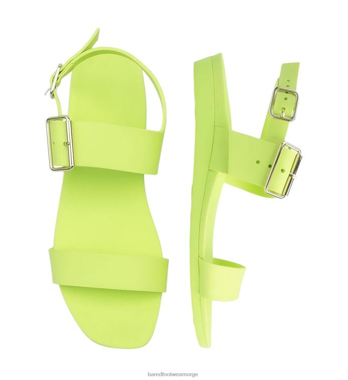 Bared Footwear kvinner sanderlinger V20X302 chartreuse flate sandaler i gummi