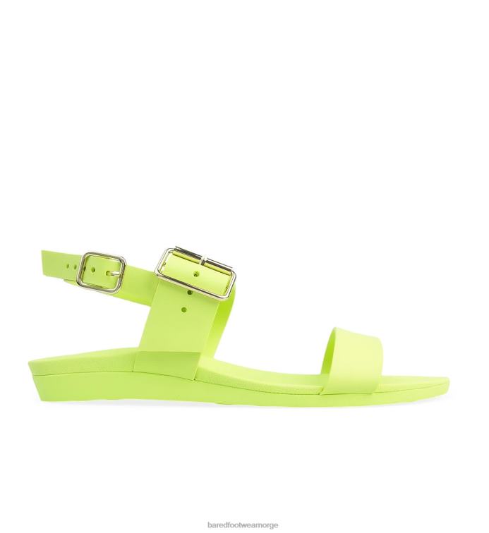 Bared Footwear kvinner sanderlinger V20X302 chartreuse flate sandaler i gummi