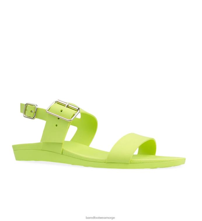 Bared Footwear kvinner sanderlinger V20X302 chartreuse flate sandaler i gummi