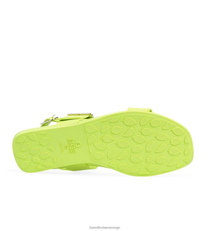 Bared Footwear kvinner sanderlinger V20X302 chartreuse flate sandaler i gummi