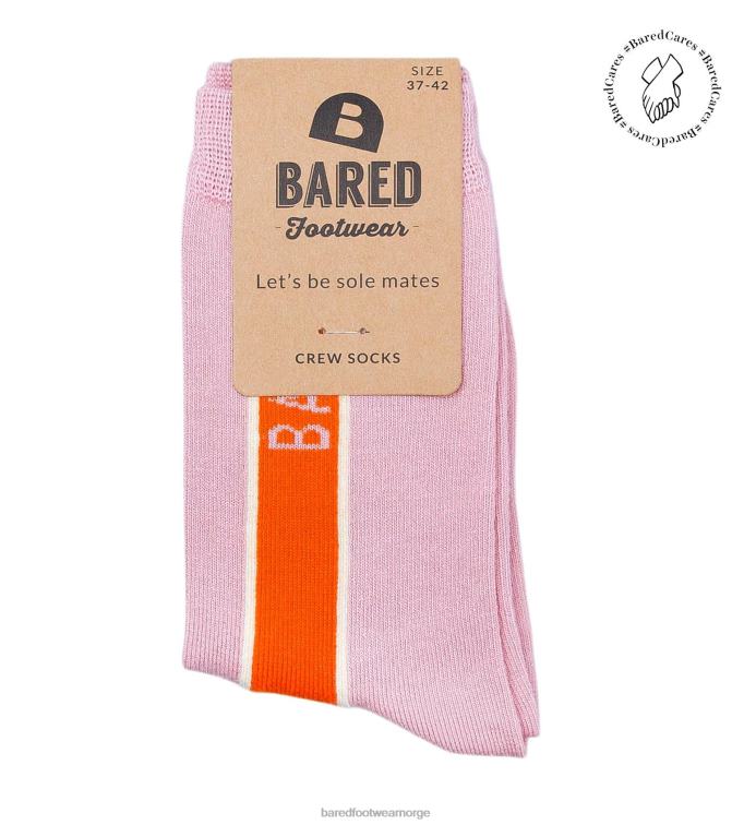 Bared Footwear unisex mannskapssokker V20X338 rosa og oransje