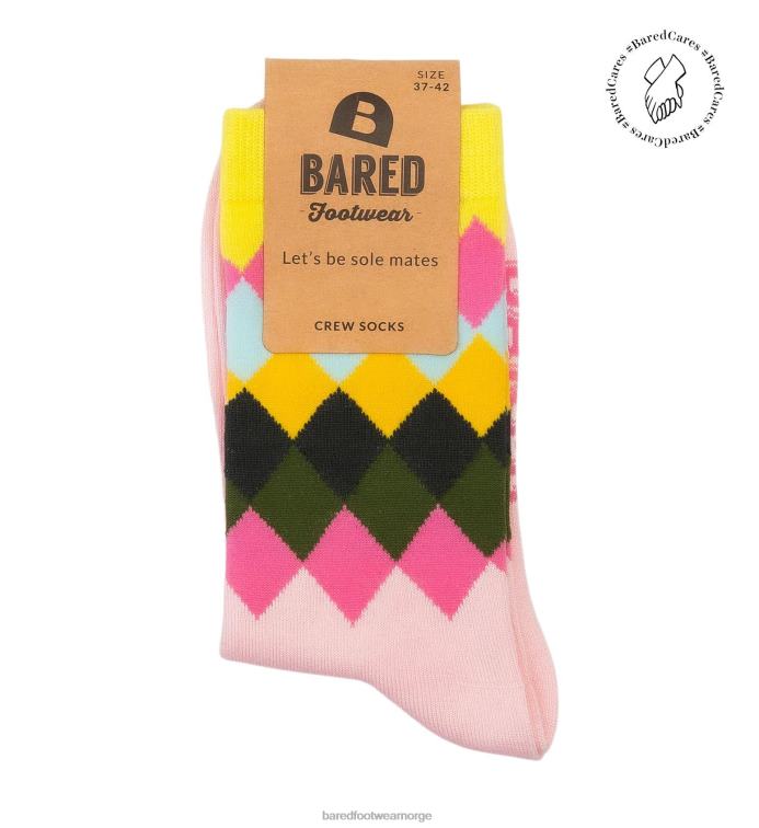 Bared Footwear unisex mannskapssokker V20X343 rosa bambus